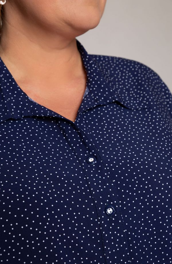 Marineblaues Polka-Dot-Hemd mit Kragen