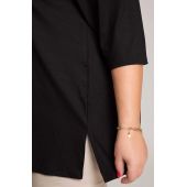 Glatte schwarze Bluse mit V-Ausschnitt