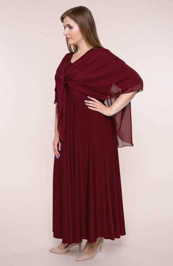 Langes burgunderrotes Mantilla-Kleid