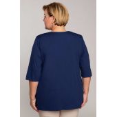 Glatte marineblaue Bluse mit V-Ausschnitt