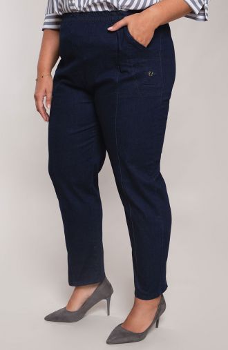 Ciemne jeansowe spodnie z kieszeniami
