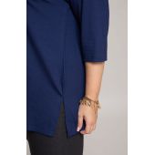 Glatte saphirfarbene Bluse mit V-Ausschnitt