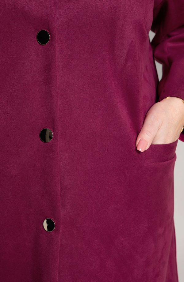 Mantel aus Velours-Amaranth mit Druckknöpfen