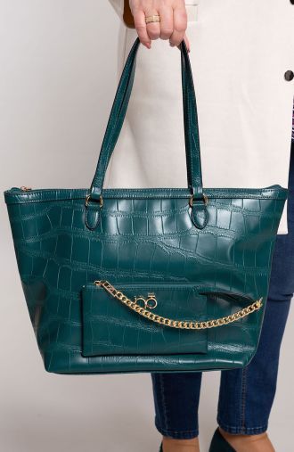 Handtasche aus smaragdgrünem Schlangenleder