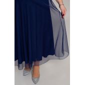 Marineblaues Kleid aus Paillettenspitze