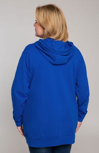 Kornblumen-Sweatshirt mit Kapuze und Taschen