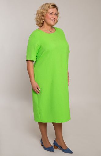 Grünes Leinenkleid mit Reißverschluss