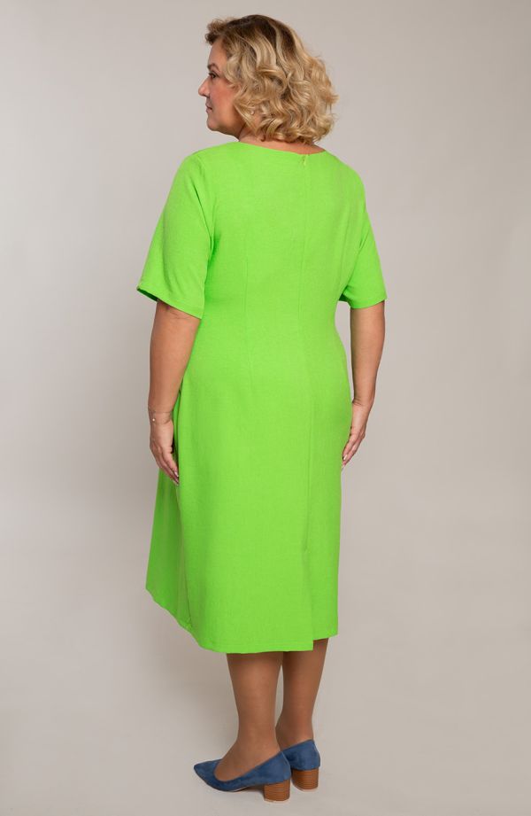 Grünes Leinenkleid mit Reißverschluss