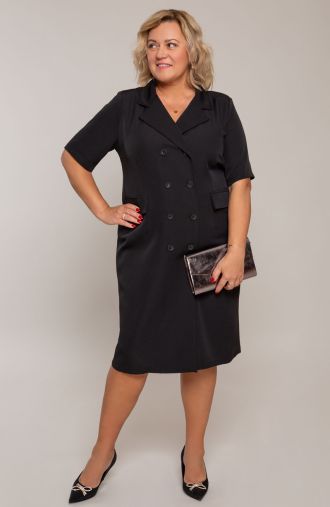 Elegantes schwarzes Button-Down-Kleid