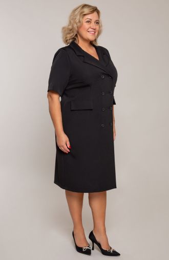 Elegantes schwarzes Button-Down-Kleid