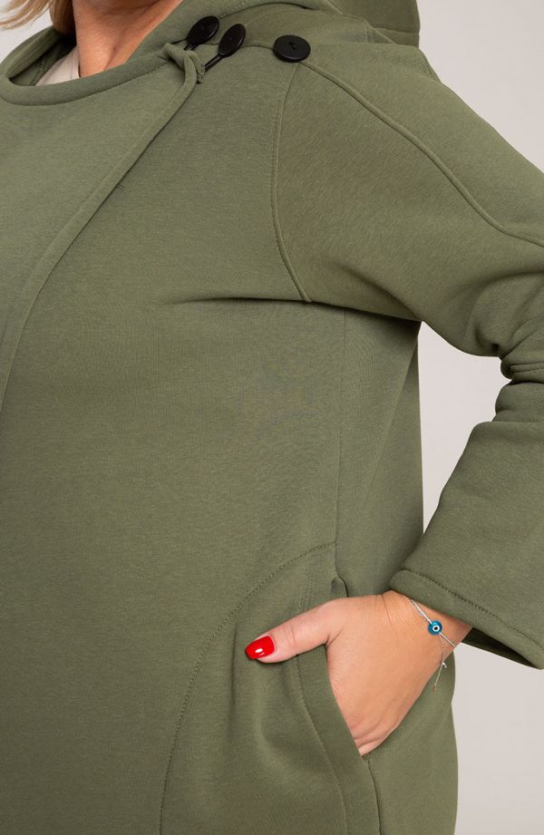 Olivfarbenes Sweatshirt mit Originalverschluss