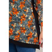 Asymmetrische Bluse aus orangefarbenen Lilien