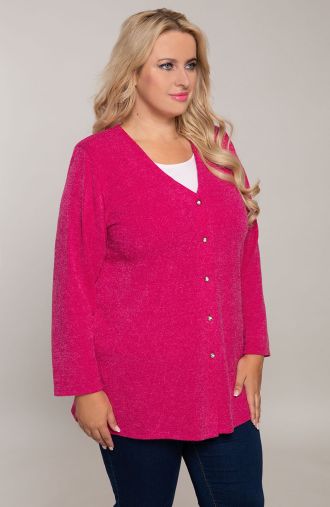 Pullover mit Knopfleiste in Rosa