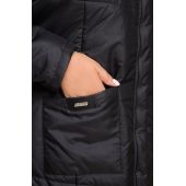 Schwarze warme Jacke mit Kapuze