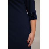 Marineblaues Kleid aus Velours mit Pailletten