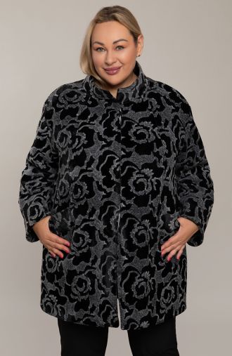 Eleganter Mantel mit schwarzen Rosen