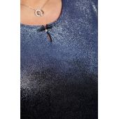 Marineblaue Veloursbluse mit silbernem Glitzer