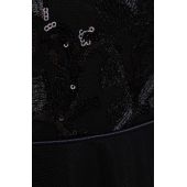 Kobaltowa suknia z atłasową koronką