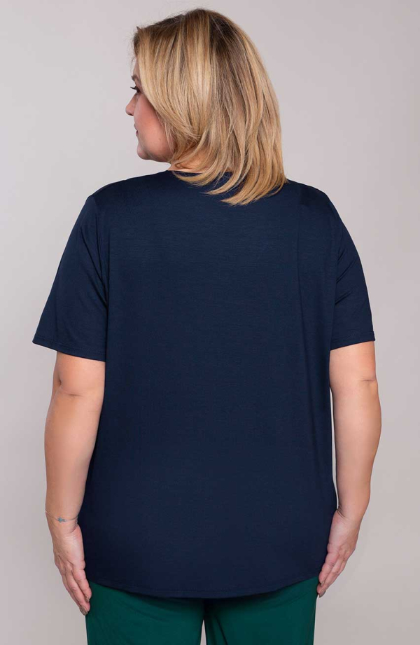 Marineblaues Strick-T-Shirt