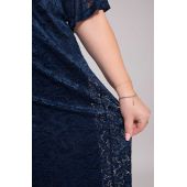 Marineblaues Kleid aus geblümter Spitze