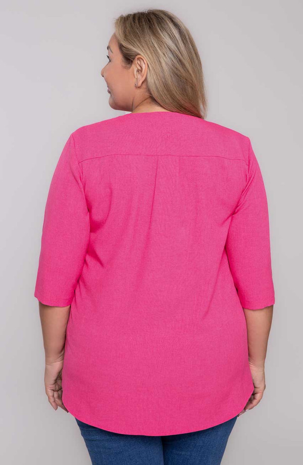 Lniana luźna bluzka w różowym kolorze
