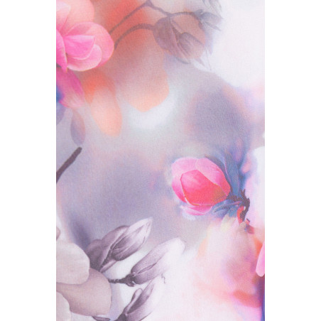 Chiffonkleid mit grauen und rosa Blumen