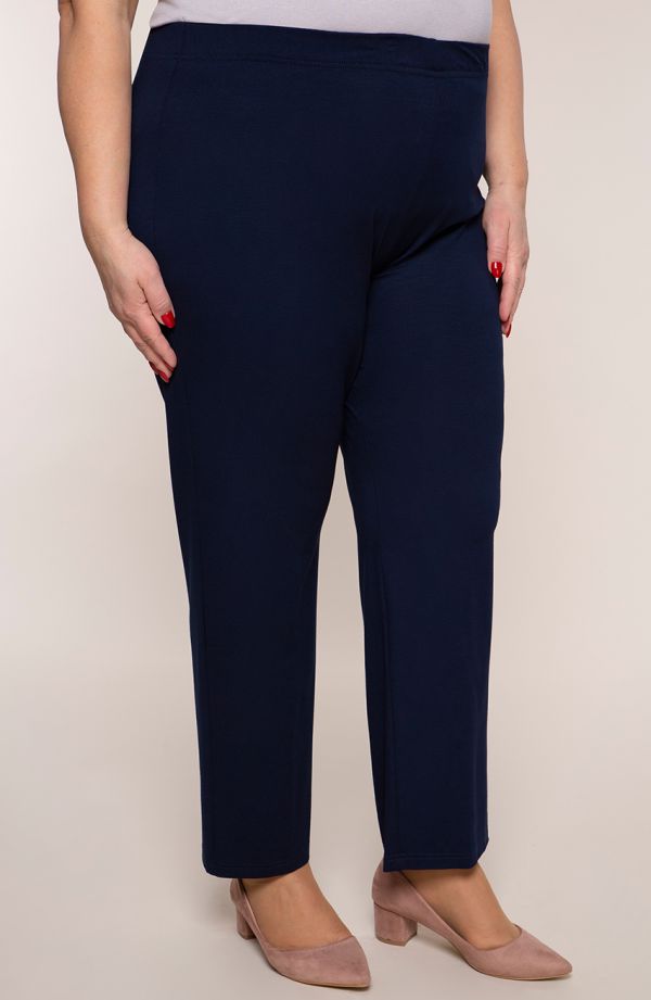 Klassische dünne marineblaue Hose in Übergröße für flauschige Frauen