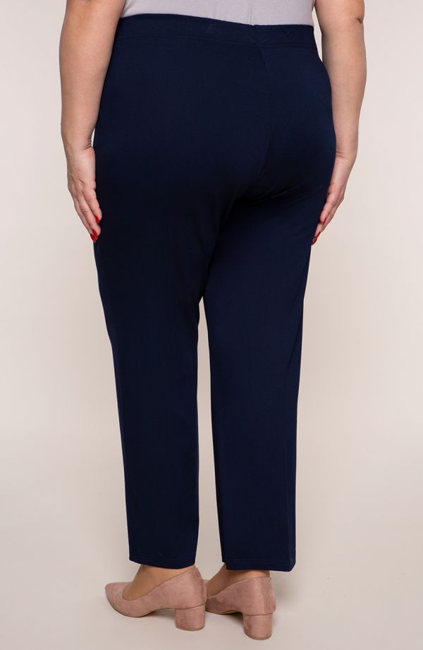 Klassische dünne marineblaue Hose in Übergröße für flauschige Frauen