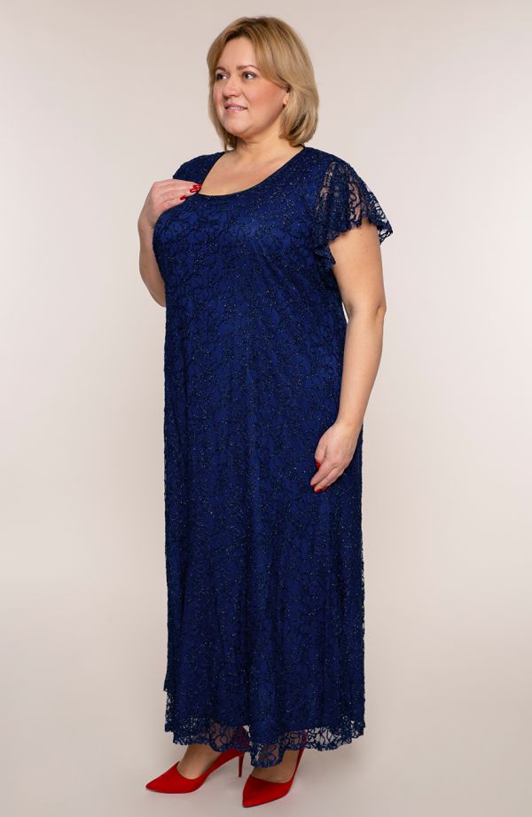 Langes Kleid in Preußischblau