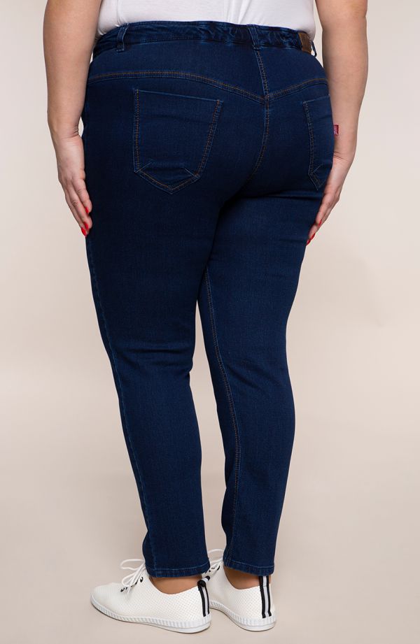 Spodnie damskie plus size z jeansu z dopasowaną nogawką